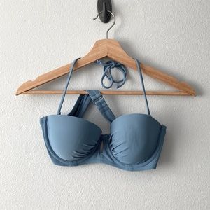 3 for $10 Aerie Blue Bandeau Underwire Lightly Lined Swim Top Removable Straps